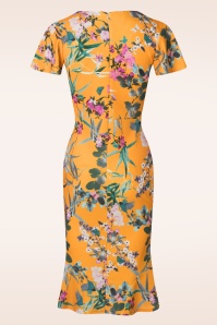 Vintage Chic for Topvintage - Katie Tropical pencil jurk in mosterd 2