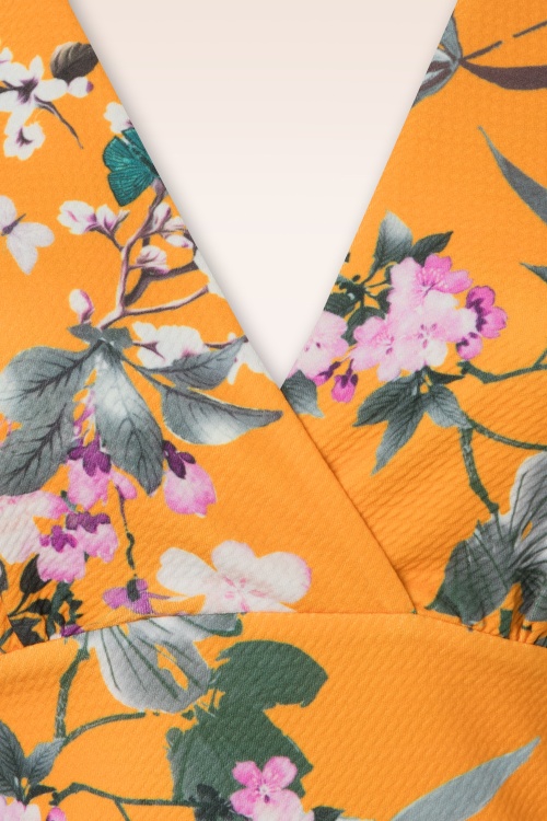 Vintage Chic for Topvintage - Katie Tropical pencil jurk in mosterd 3