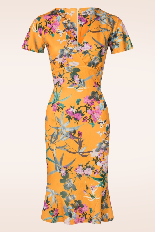 Vintage Chic for Topvintage - Katie Floral Pencil Dress in Black and Pink