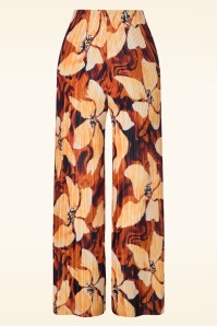 Vintage Chic for Topvintage - Pantalon plissé fleuri Pia en brun 2