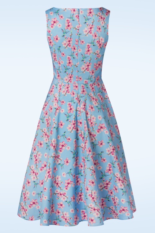 Topvintage Boutique Collection - Topvintage exclusive ~ Adriana Floral Swing Dress in Light Blue 3