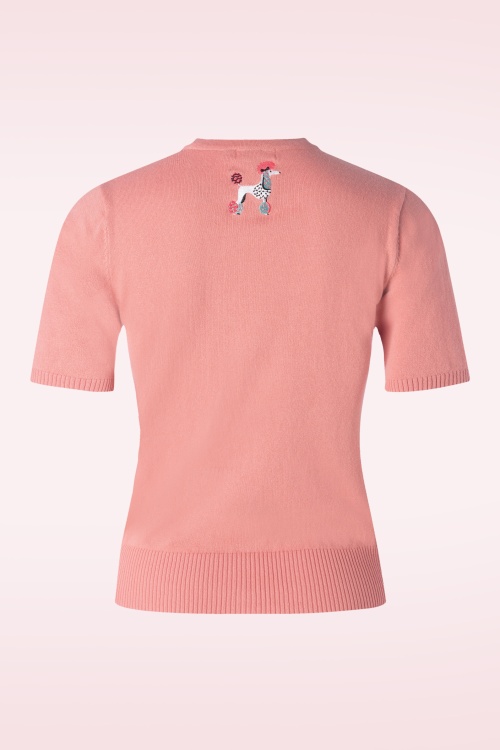 Banned Retro - The Kissing Poodles Cardigan in Pink 2