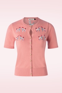 Banned Retro - The Kissing Poodles cardigan in roze