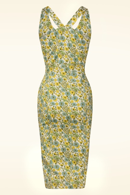 Hearts & Roses - Martha Pencil Dress with Yellow Flowers 2