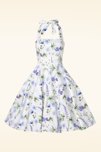 Hearts & Roses - Jessie Flower Halter Swing Dress in White and Multi  3