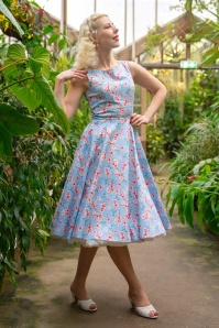 Topvintage Boutique Collection - Topvintage exclusive ~ Adriana Floral Swing Dress in Light Blue 3