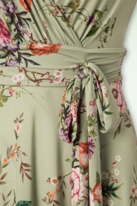 Vintage Chic for Topvintage - Jane bloemen midi-jurk in vintage groen 3