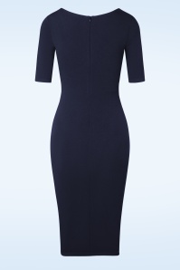 Vintage Chic for Topvintage - Selene Pencil Dress Années 50 en Bleu Marine 4