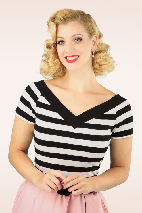 Bunny - Caitlin Stripes Top in Black and White 2