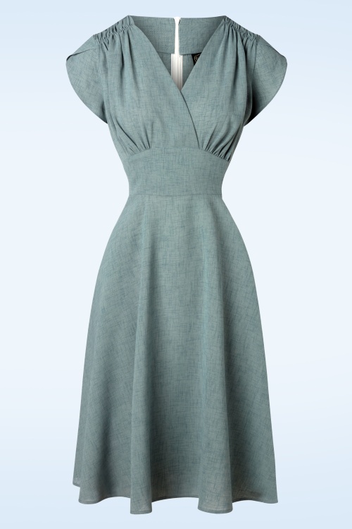 Vixen - 50s Shenna Swing Dress in Stone Blue