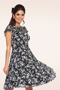 Vixen - Keri Floral Flare Dress in Black 2