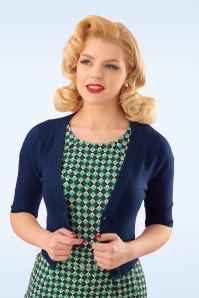 Banned Retro - 50s Overload Cardigan in Night Blue 2