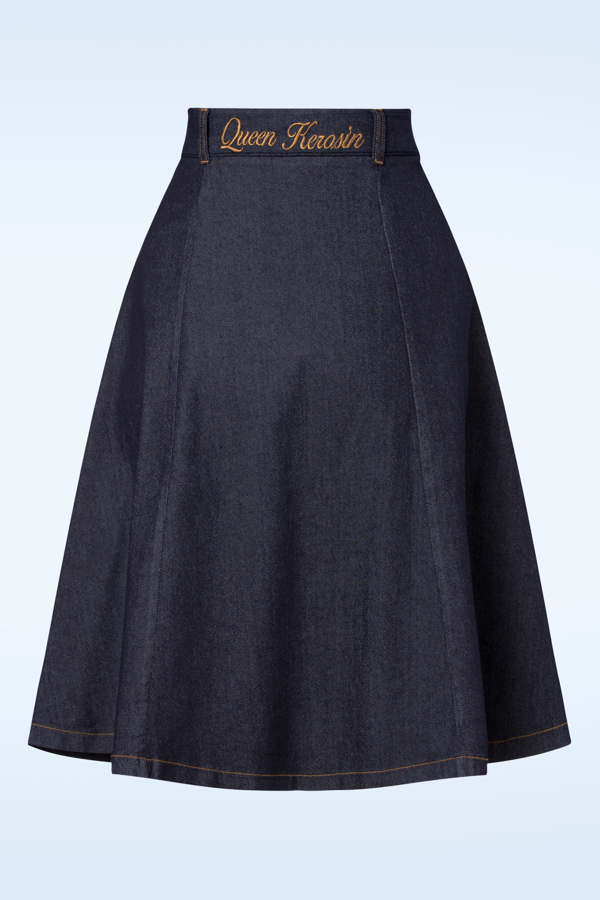 50s Workwear Denim Skirt in Dark Blue