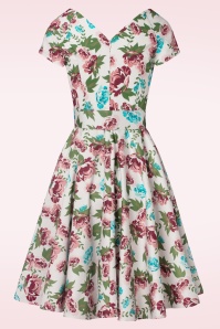 Vintage Diva  - The Bombshell Flower Print Swing Dress en Blanc 8
