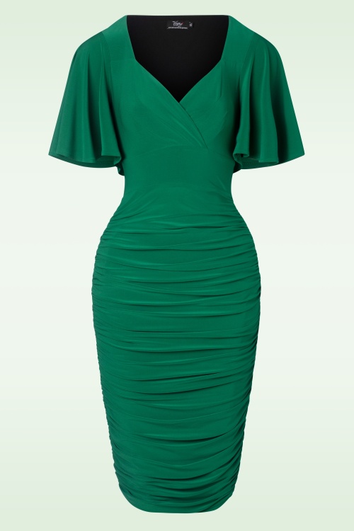 Vintage Diva  - The Eugenie Butterfly Pencil Dress in Green 3