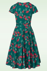 Topvintage Boutique Collection - Exklusiv bei Topvintage ~ Olivia Swing Kleid mit kurzen Ärmeln in Blaugrün 4