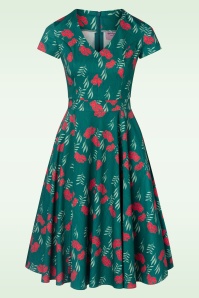 Topvintage Boutique Collection - Topvintage exclusive ~ 50s Olivia Short Sleeves Swing Dress in Teal