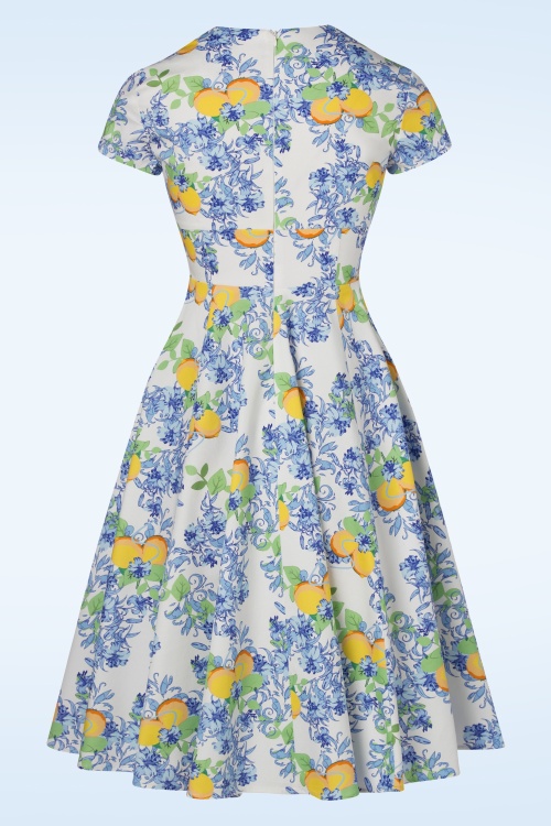 Topvintage Boutique Collection - TopVintage exclusive ~ 50s Joliena Swing Dress in White and Blue 6