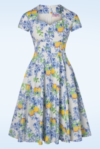 Topvintage Boutique Collection - Exclusivité TopVintage ~ Joliena Swing Dress Années 50 en Blanc et Bleu 3