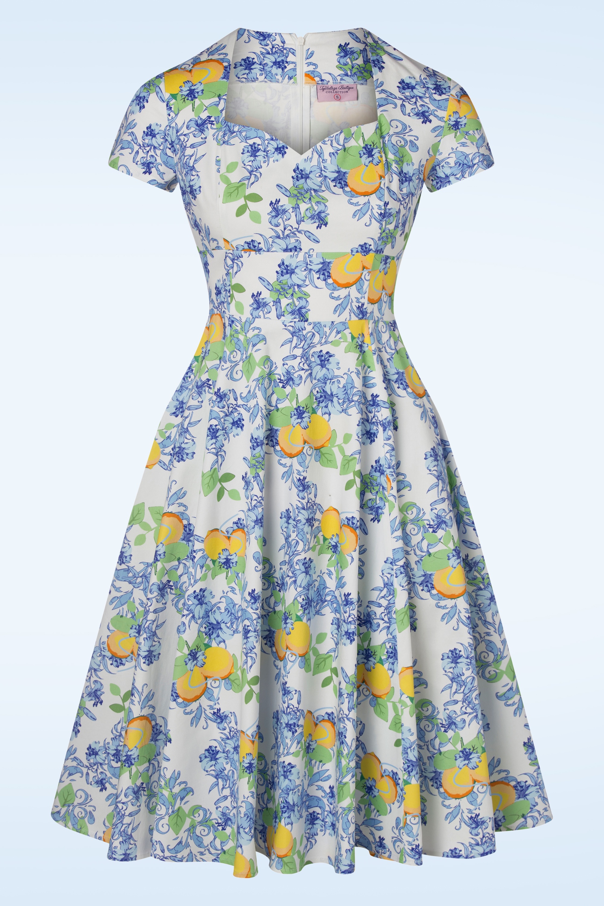 Topvintage Boutique Collection - Exclusivité TopVintage ~ Joliena Swing Dress Années 50 en Blanc et Bleu 2