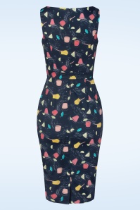 Topvintage Boutique Collection - Topvintage exclusive ~ 50s Adriana Cocktails Sleeveless Pencil Dress in Dark Blue 2