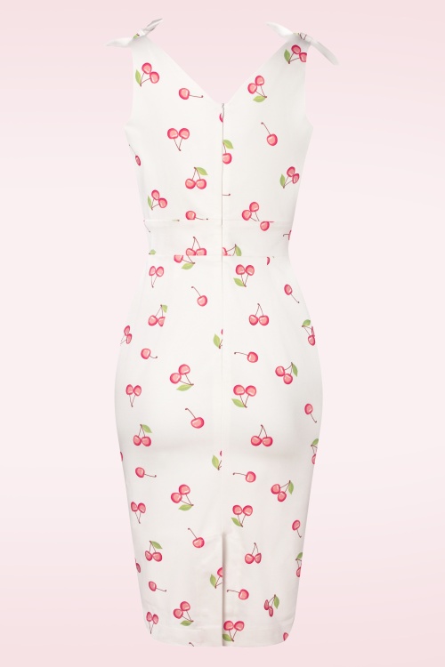 Glamour Bunny - The Harper Cherry Print Pencil Dress en Blanc 7