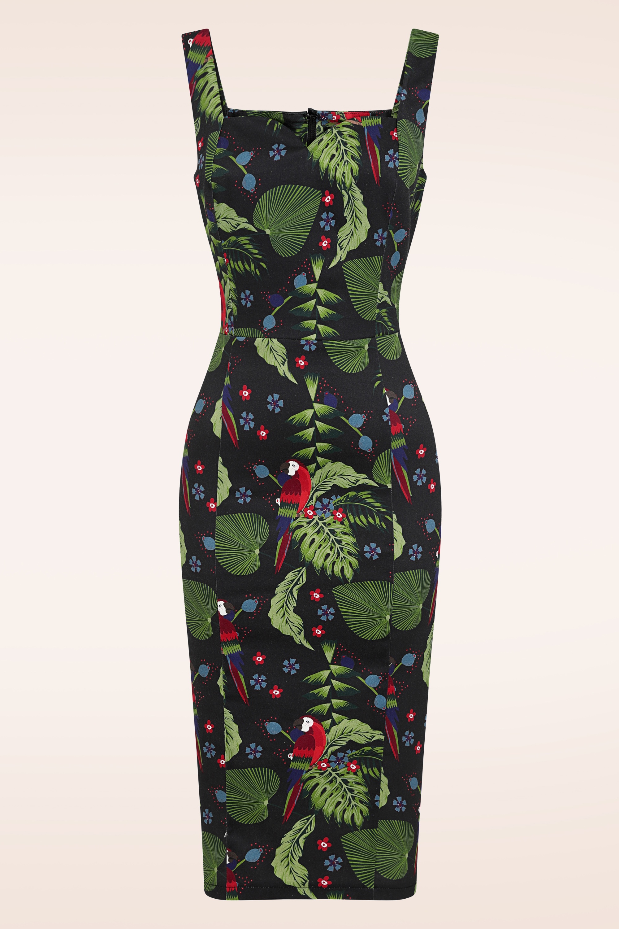 Collectif Clothing - Anita Parrot Paradise penciljurk in zwart