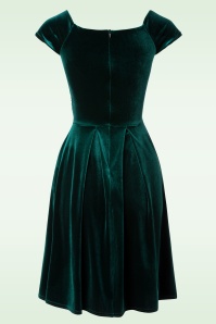 Vintage Chic for Topvintage - 50s Trissie Twisted Velvet Swing Dress in Green 2