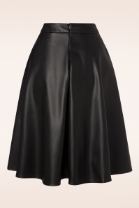 Vixen - Bushra faux leather swing rok in zwart 2