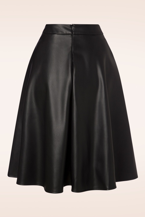 Vixen - Bushra faux leather swing rok in zwart 2