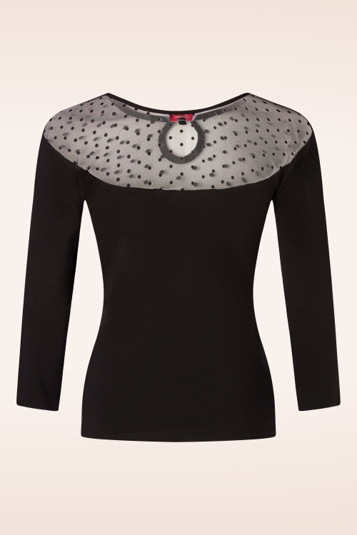 Banned Retro - Evita Evening top in zwart 2