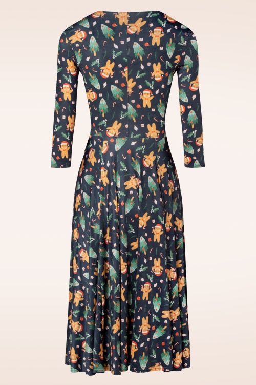 Vintage Chic for Topvintage - 50s Noelle Gingerbread Swing Dress in Navy 2