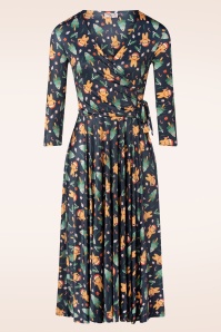 Vintage Chic for Topvintage - Noelle gingerbread swing jurk in marineblauw