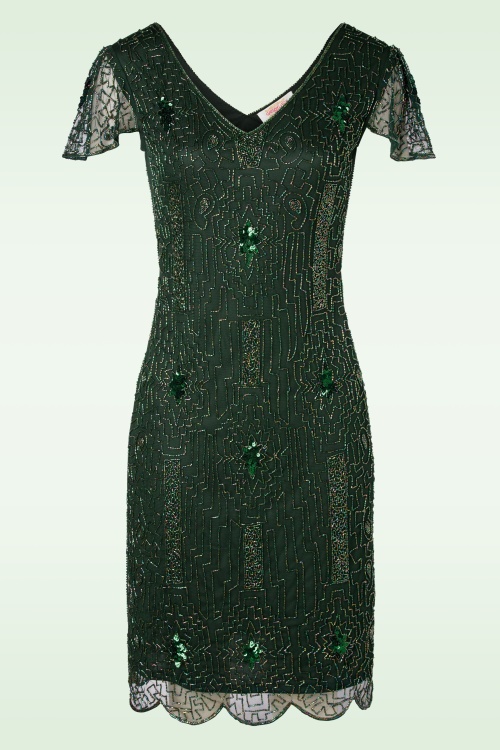 GatsbyLady - 20s Downton Abbey Flapper Dress in Green