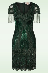 GatsbyLady - 20s Marta Flapper Dress in Forest Green