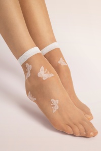 Fiorella - Summer Butterfly Socks in Powder and White