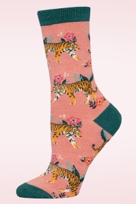 Socksmith - Bamboo Tiger Floral Socks in Pink
