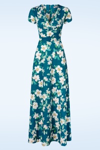 Vintage Chic for Topvintage - Rinda bloemen maxi jurk in blauw