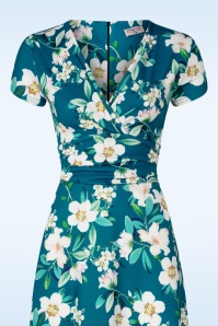 Vintage Chic for Topvintage - Rinda Floral Maxi Dress en Bleu 3