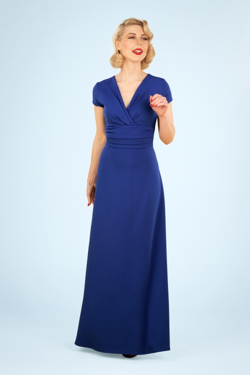 Vintage Chic for Topvintage - Rinda Maxi Dress Années 50 en Bleu Roi