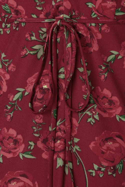 Vixen - 60s Roses Midi Dress in Dark Red 5