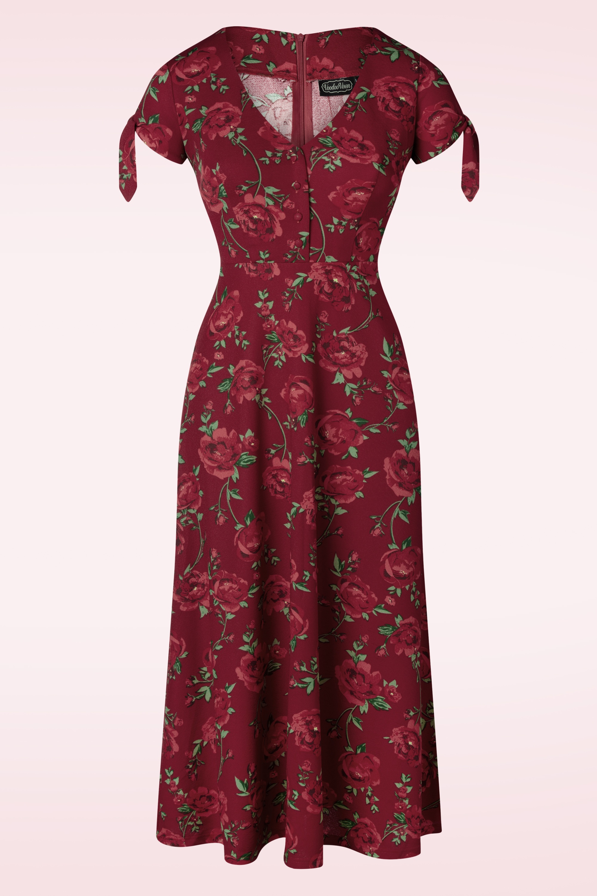 Vixen - Roses midi-jurk in donkerrood