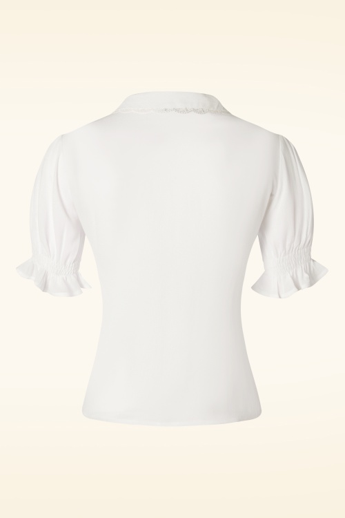 Vixen - Floral Vintage Embroided Blouse en Blanc 2
