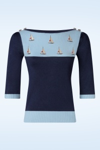 Vixen - Sail Away Sweater in Blue