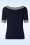 Vixen - 50s Sally Stripe Neckline Short Sleeve Top in Navy 2