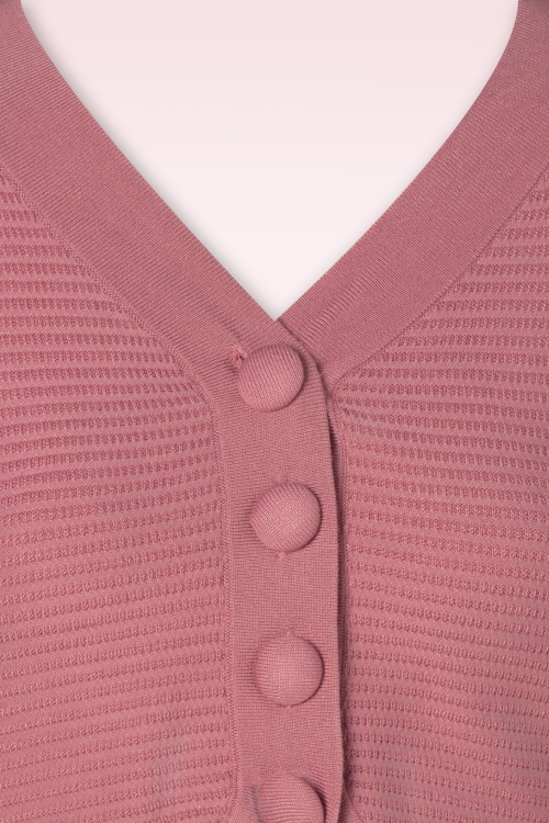 Vixen - Ariane Textured Knie Crop Strickjacke in Pink 4