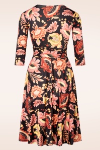 Vintage Chic for Topvintage - 50s Caryl Floral Swing Dress in Black and Brown 2