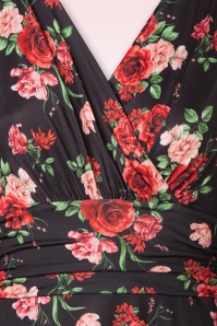 Vintage Chic for Topvintage - Carolin Floral Swing Kleid in Schwarz und Rot 3