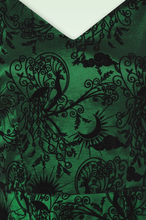 Vixen - Deco Peacock Swing Dress Années 50 en Vert Foncé 3