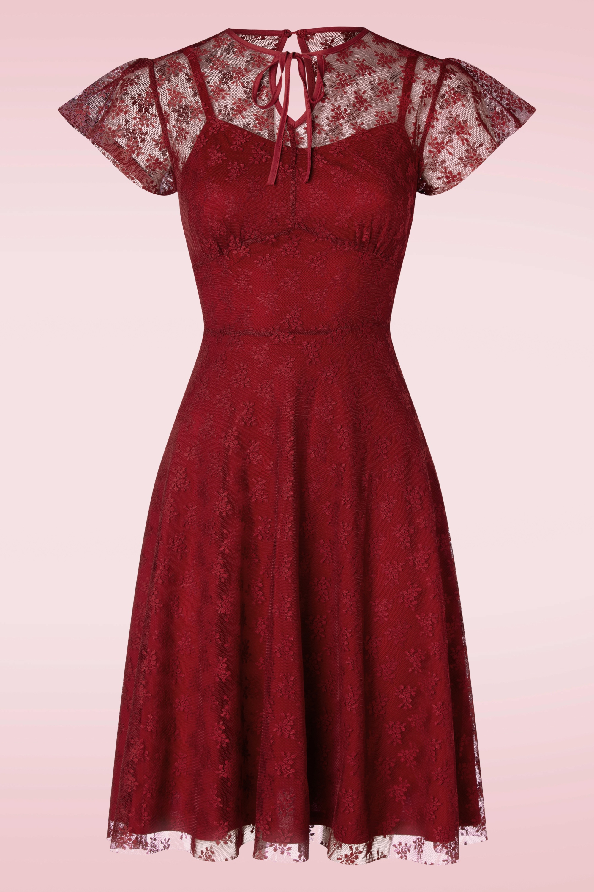 Vixen - Melody Lace Occasion jurk in bordeauxrood